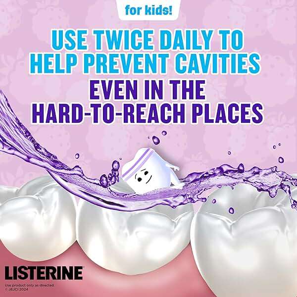 Listerine Total Care Kids Mouthwash, ADA Accepted, Alcohol-Free Anticavity Fluoride Mouthwash, Children's Mouthwash for Cavity Protection and Fresh Breath, Berry Flavor, 500 mL - Image 8