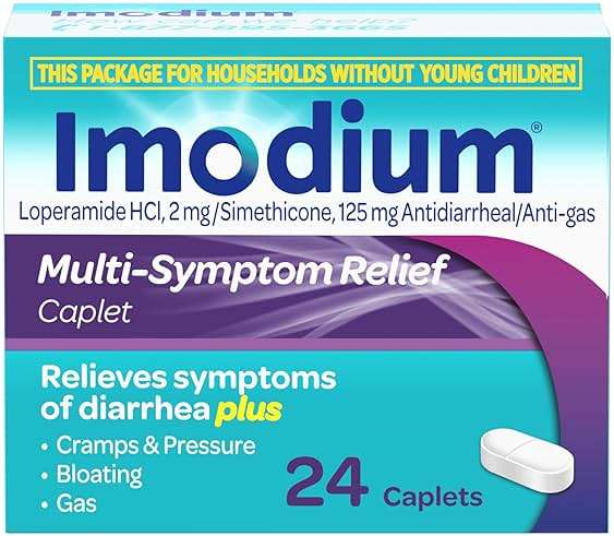 Imodium Multi-Symptom Anti-Diarrheal Caplets with 2mg Loperamide Hydrochloride and Simethicone for Fast Acting Relief of Diarrhea Gas Cramps Bloating in Travel Size Caplets, 24 Ct - Image 1