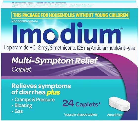 Imodium Multi-Symptom Anti-Diarrheal Caplets with 2mg Loperamide Hydrochloride and Simethicone for Fast Acting Relief of Diarrhea Gas Cramps Bloating in Travel Size Caplets, 24 Ct - Image 4