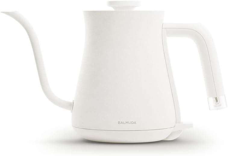 BALMUDA The Kettle | Electric Gooseneck Kettle | Lightweight | Stainless Steel | 0.6L (20fl oz) Capacity | Neon Light Indicator | Perfect for Tea and Coffee | US Version | White - Image 1