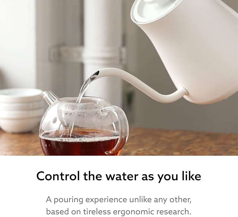 BALMUDA The Kettle | Electric Gooseneck Kettle | Lightweight | Stainless Steel | 0.6L (20fl oz) Capacity | Neon Light Indicator | Perfect for Tea and Coffee | US Version | White - Image 5