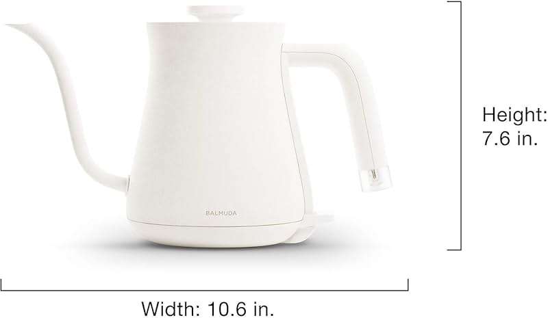 BALMUDA The Kettle | Electric Gooseneck Kettle | Lightweight | Stainless Steel | 0.6L (20fl oz) Capacity | Neon Light Indicator | Perfect for Tea and Coffee | US Version | White - Image 8