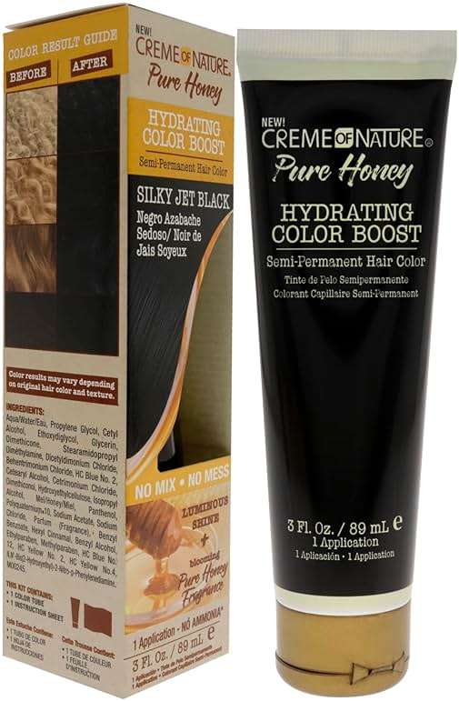 Creme of Nature Pure Honey Hydrating Color Boost Semi-Permanent Hair Color - Silky Jet Black Hair Color Unisex 3 oz - Image 3
