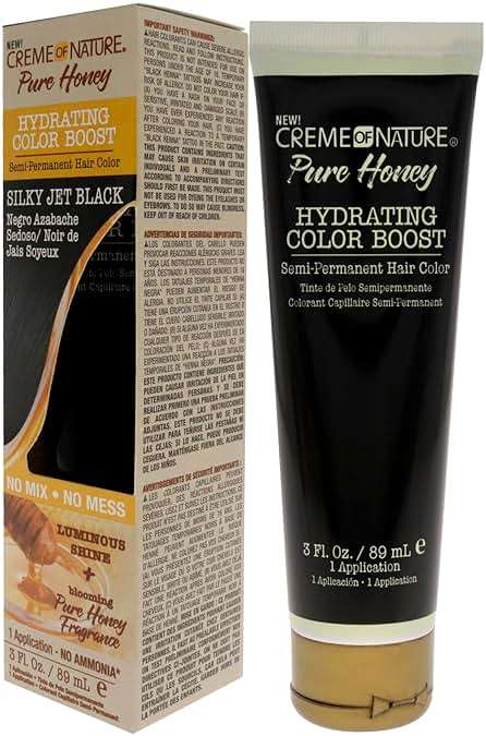 Creme of Nature Pure Honey Hydrating Color Boost Semi-Permanent Hair Color - Silky Jet Black Hair Color Unisex 3 oz - Image 4