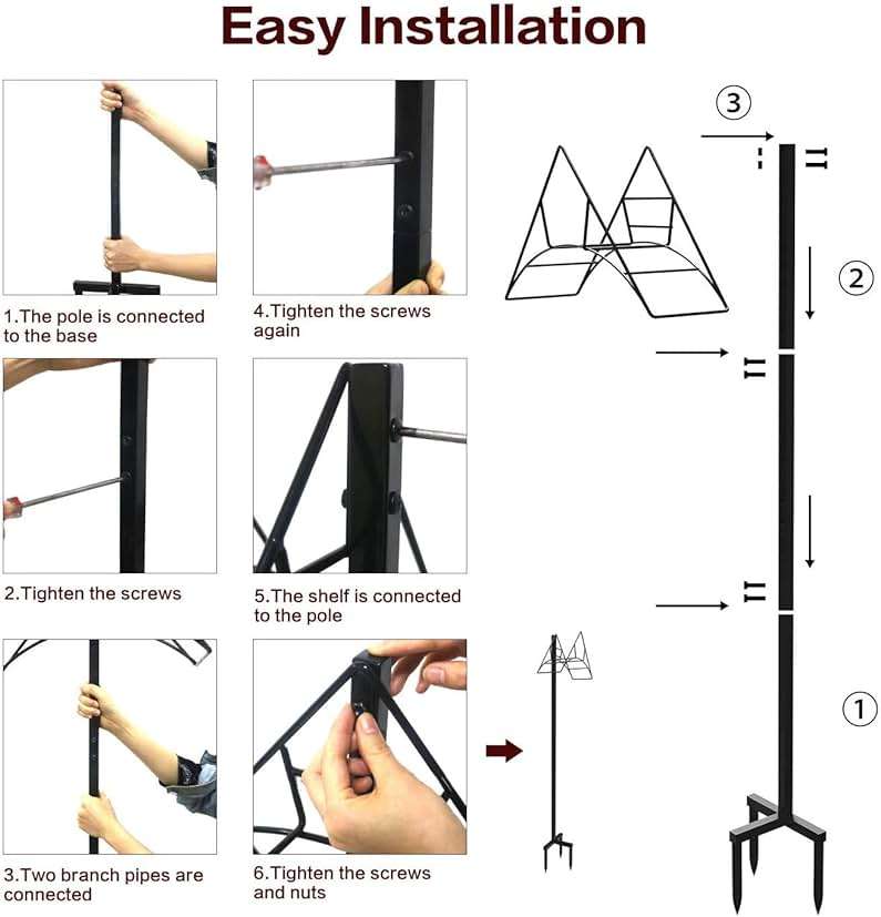 Artigarden Garden Hose Holder - Free Standing Metal Water Hose Stand Heavy Duty Flexible Pipe Storage Hanger Organizer for Lawn & Yard - Image 6