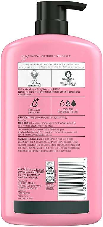 Herbal Essences Conditioner, Rose Hips- Smooth Collection, Shiny Hair with Vitamin E & Jojoba, Safe for Color Treated Hair, Floral Scent, Cruelty-Free, Dermatologist-Tested, 29.2 Fl Oz - Image 2
