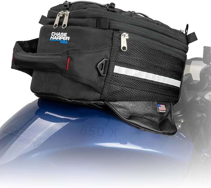 Chase Harper USA 650X Magnetic Tank Bag - Water-Resistant, Tear-Resistant, Industrial Grade Ballistic Nylon with Anti-Scratch Rubberized Bottom, Strong Neodymium Magnets - Expandable Design - Image 2