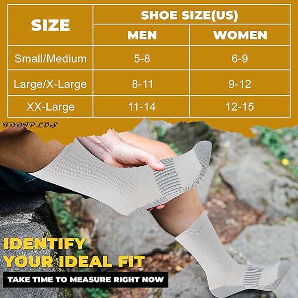 FOOTPLUS Hiking Copper Compression Socks,Unisex Cushioned Sole Arch Support Athletic Crew Running Socks - Image 3