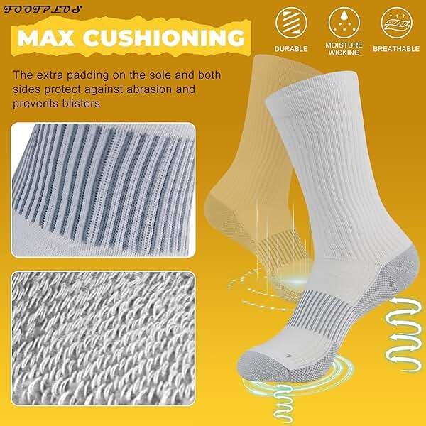 FOOTPLUS Hiking Copper Compression Socks,Unisex Cushioned Sole Arch Support Athletic Crew Running Socks - Image 6