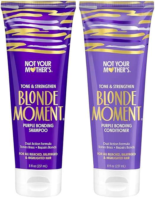 Not Your Mother's Blonde Moment Purple Shampoo and Conditioner (2-Pack) - 8 fl oz - Ideal for Blonde, Highlighted Brunette, Silver Hair - Helps with Bonding, Anti-Brass Toning, Repair, and Hydration - Image 1