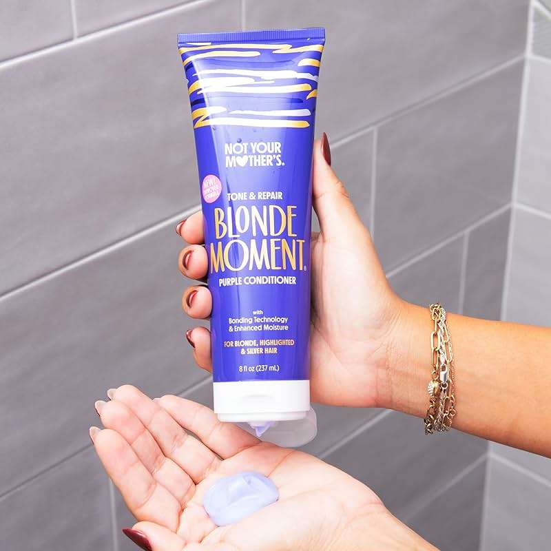 Not Your Mother's Blonde Moment Purple Shampoo and Conditioner (2-Pack) - 8 fl oz - Ideal for Blonde, Highlighted Brunette, Silver Hair - Helps with Bonding, Anti-Brass Toning, Repair, and Hydration - Image 3
