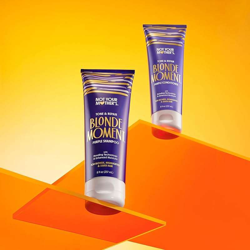 Not Your Mother's Blonde Moment Purple Shampoo and Conditioner (2-Pack) - 8 fl oz - Ideal for Blonde, Highlighted Brunette, Silver Hair - Helps with Bonding, Anti-Brass Toning, Repair, and Hydration - Image 4