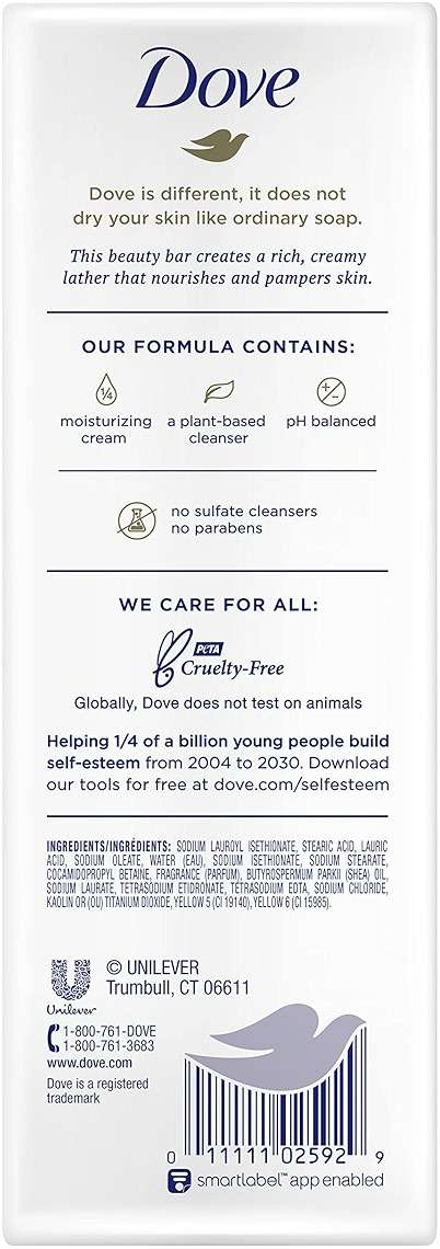 Dove Beauty Bar Gentle Skin Cleanser Moisturizing For Gentle Soft Skin Care Shea Butter More Moisturizing Than Bar Soap 3.75 oz 14 Bars - Image 2