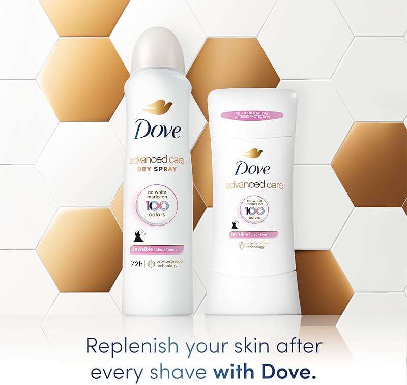 Dove Advanced Care Antiperspirant Deodorant Spray Clear Finish 3 Count Invisible antiperspirant Deodorant Tested on 100 colors 72-Hour Odor and Sweat Protection with Pro-Ceramide Technology 3.8 oz - Image 3