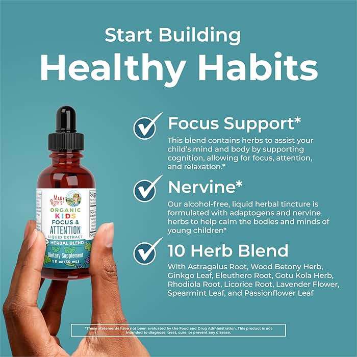 MARYRUTH'S Kids Focus & Attention Drops | USDA Organic Drops | Ginkgo Biloba | Rhodiola Root & Licorice Root | Adaptogenic | Calm | Vegan | Non-GMO | Gluten Free | 30 Servings - Image 5