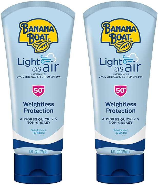 Banana Boat Light As Air Sunscreen Lotion SPF 50 Twin Pack | Lightweight & Non-Greasy Lotion Sunscreen SPF 50, Sunblock, Oxybenzone Free, 6oz each - Image 1