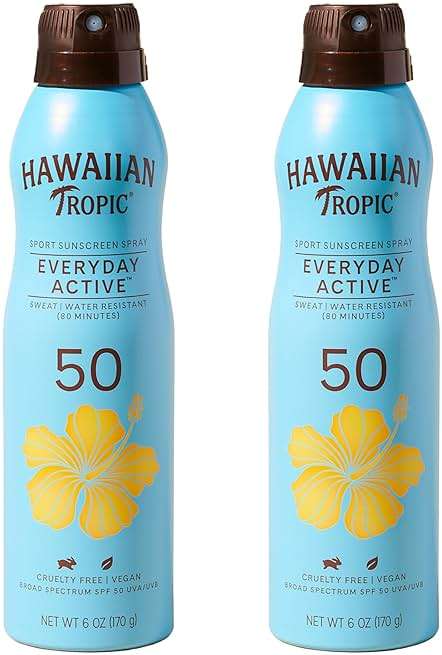 Hawaiian Tropic Everyday Active Spray Sunscreen SPF 50 | Body Sunscreen Spray SPF 50, Sunblock, Oxybenzone Free, 6oz each Twin Pack - Image 1