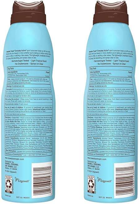 Hawaiian Tropic Everyday Active Spray Sunscreen SPF 50 | Body Sunscreen Spray SPF 50, Sunblock, Oxybenzone Free, 6oz each Twin Pack - Image 2