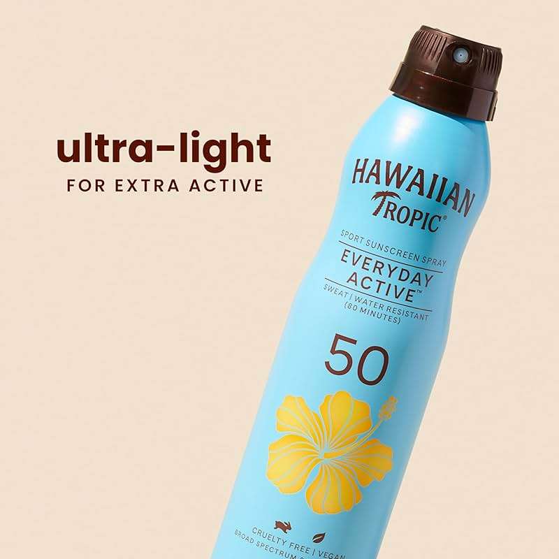 Hawaiian Tropic Everyday Active Spray Sunscreen SPF 50 | Body Sunscreen Spray SPF 50, Sunblock, Oxybenzone Free, 6oz each Twin Pack - Image 3