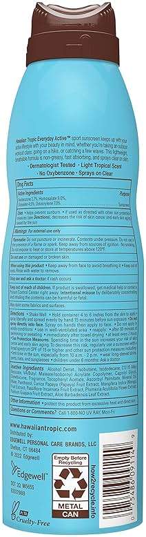 Hawaiian Tropic Everyday Active Spray Sunscreen SPF 50 | Body Sunscreen Spray SPF 50, Sunblock, Oxybenzone Free, 6oz each Twin Pack - Image 9