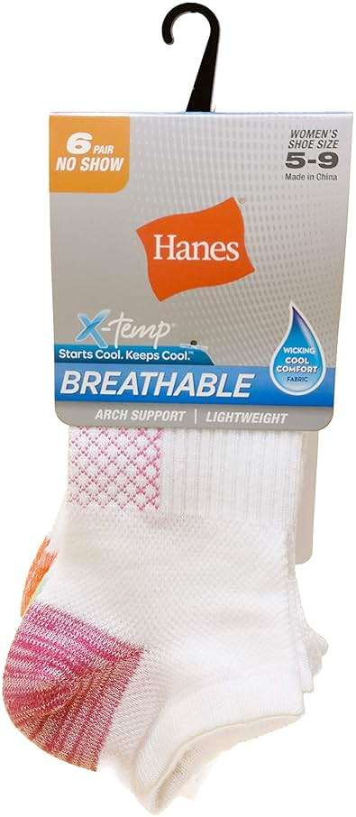 Hanes Women's Socks, Lightweight Breathable Socks, No Show and Super No Show, 6-Pack - Image 1
