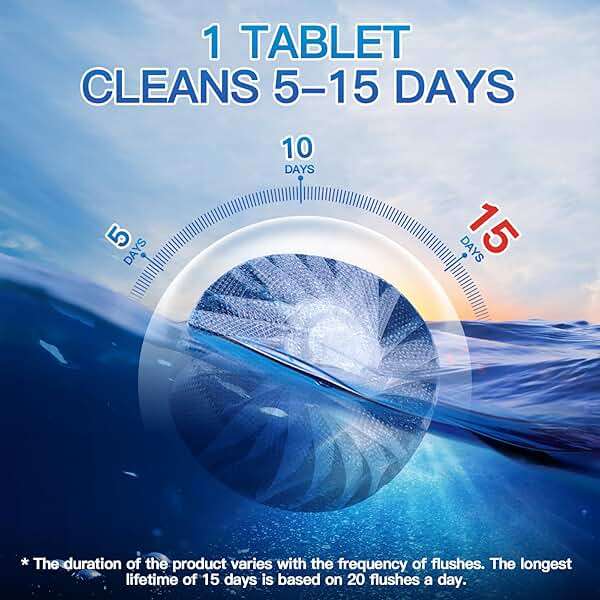 Vacplus Automatic Toilet Bowl Cleaner Tablets, Drop-In Tank Cleaner for Bathroom, Prevent Stains & Deodorize, Long-Lasting Cleaning Tabs, Easy-Use Freshener for Bowl & Tank, 12 Pack - Image 4
