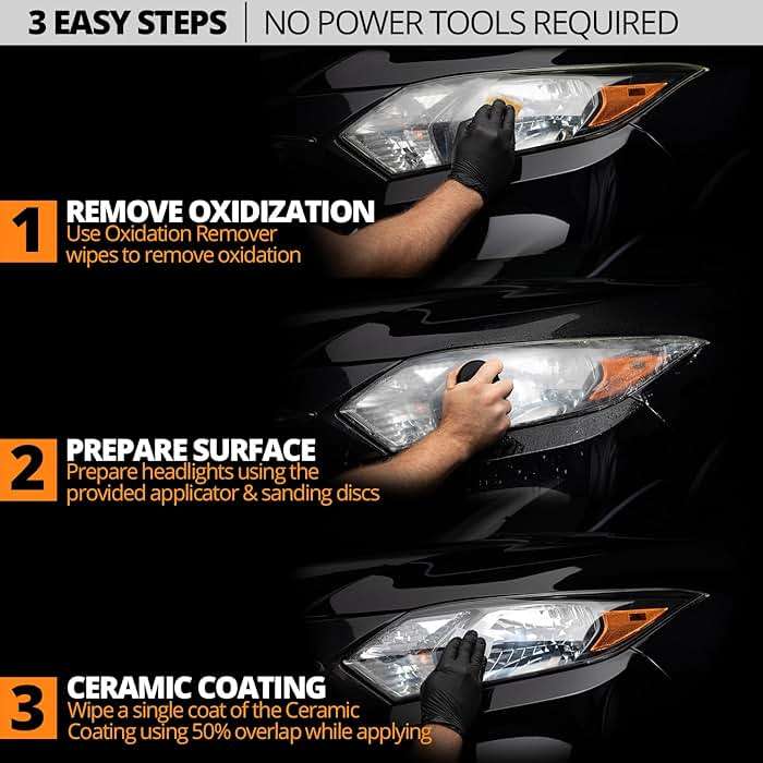 CERAKOTE® Ceramic Headlight Restoration Kit – Guaranteed To Last As Long As You Own Your Vehicle – Brings Headlights Back to Like New Condition - No Power Tools Required - 10 Wipe Kit - Image 4