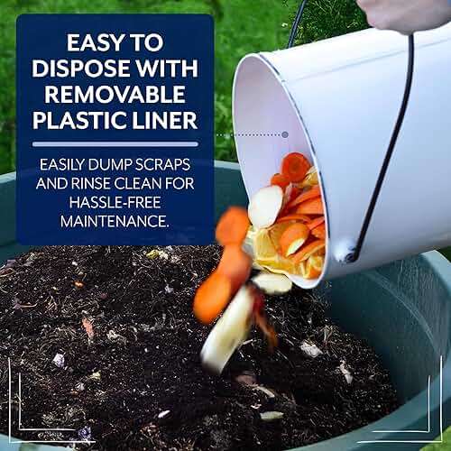 AuldHome Design Kitchen Compost Bin for Countertop | 1.3 Gallon Composting Bucket with Lid | Includes 3 Charcoal Filters | (White Enamel) - Image 7