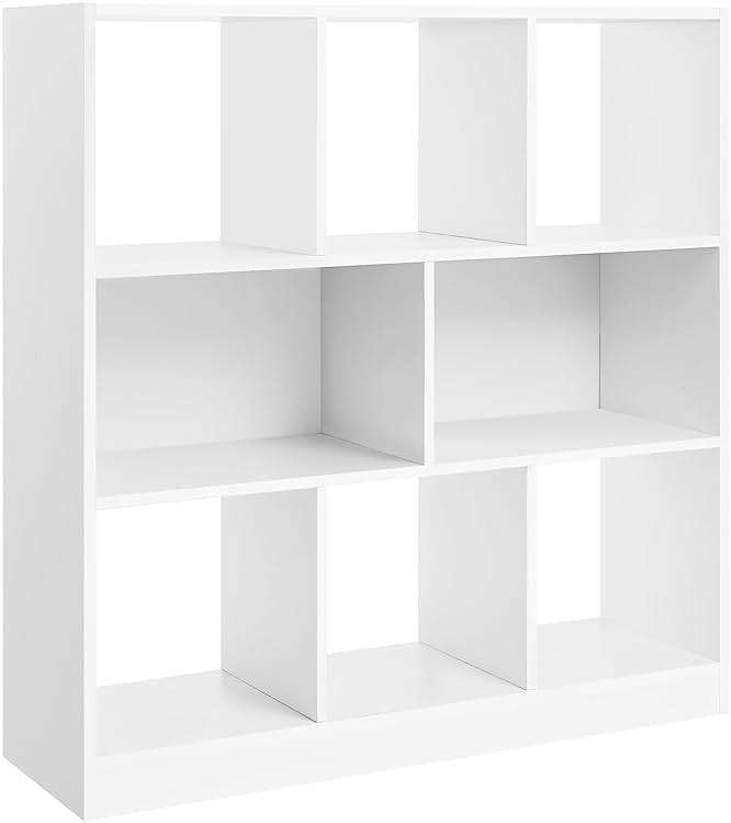VASAGLE Bookcase, Bookshelf, Freestanding Storage Unit, 8 Open Compartments, Used Horizontally, Vertically, Upside Down, 11 x 35.4 x 39.4 Inches, for Living Room, Study, Office, Cloud White ULBC55WT - Image 1