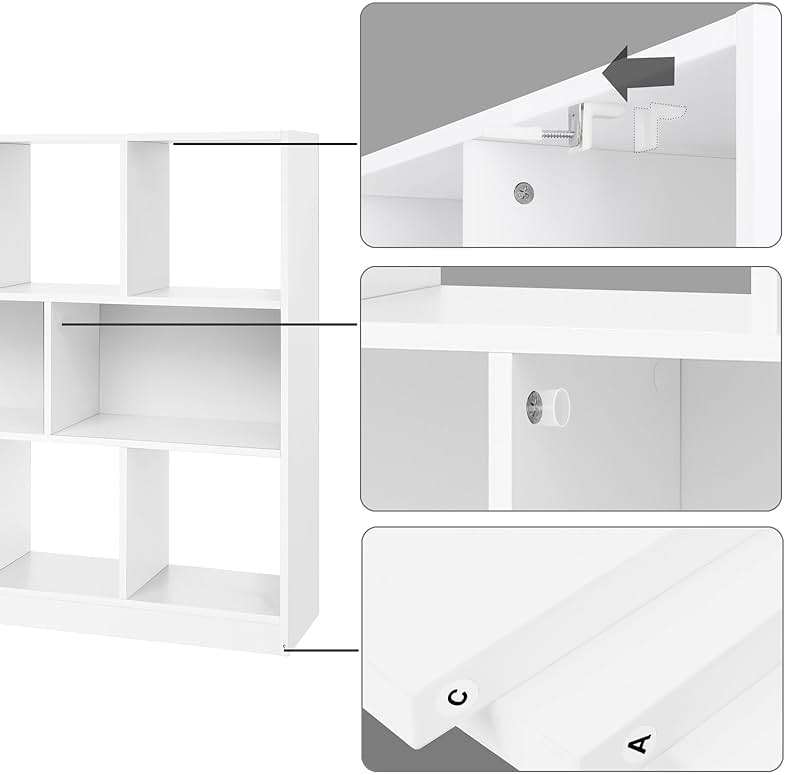 VASAGLE Bookcase, Bookshelf, Freestanding Storage Unit, 8 Open Compartments, Used Horizontally, Vertically, Upside Down, 11 x 35.4 x 39.4 Inches, for Living Room, Study, Office, Cloud White ULBC55WT - Image 8