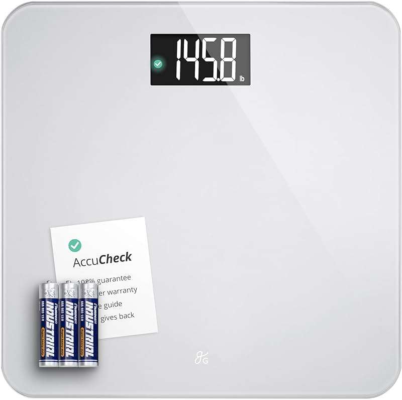 Greater Goods AccuCheck Digital Scale for Body Weight - Accurate Digital Bathroom Scale with High-Precision Sensors, Large Easy-to-Read Backlit Display, 400 lb Capacity, Auto Step-On (Gray) - Image 1