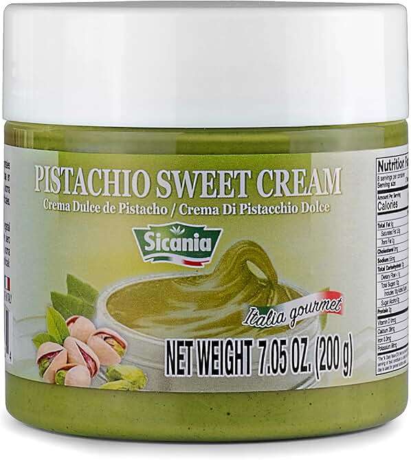 SICANIA - Premium Pistachio Cream, 7.05 oz (200g) - Authentic Italian, Gluten-Free, Non-GMO - Gourmet Spread for Desserts, Pastries, Dubai Pistachio Chocolate Bar & More - Image 1