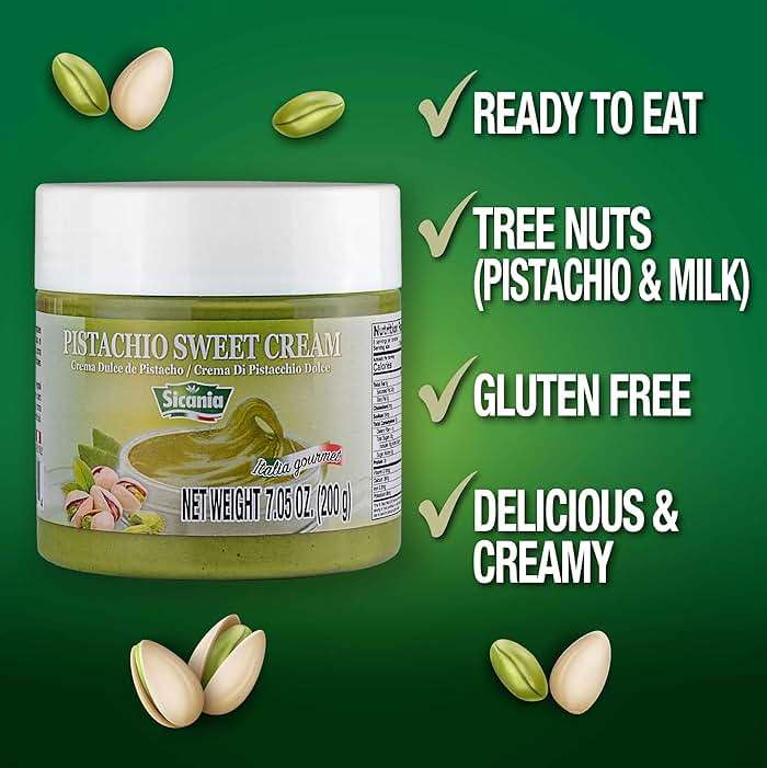 SICANIA - Premium Pistachio Cream, 7.05 oz (200g) - Authentic Italian, Gluten-Free, Non-GMO - Gourmet Spread for Desserts, Pastries, Dubai Pistachio Chocolate Bar & More - Image 3