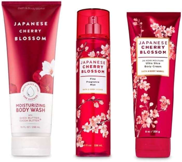 Bath and Body Works - Japanese Cherry Blossom - Moisturizing Body Wash, Fine Fragrance Mist and Ultra Shea Body Cream - 3 pc - Gift Set (2020)) - Image 1