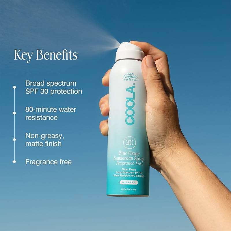 COOLA Organic Mineral Sunscreen SPF 30 Sunblock Spray, Dermatologist Tested Skin Care for Daily Protection, Vegan and Gluten Free, Fragrance Free, 5 Fl Oz - Image 3