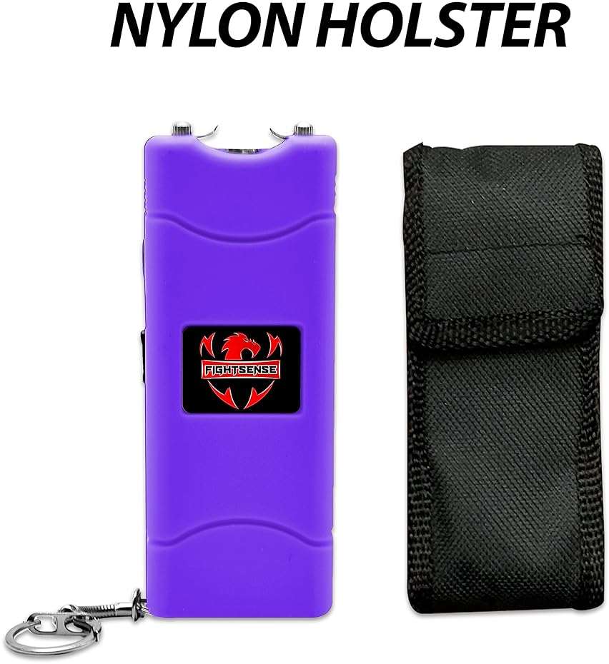 FIGHTSENSE Super Heavy Duty Keychain Stun Gun with Flashlight for Men and Women self Defense Device, Rechargeable Stun Gun, Nylon Holsters - Image 6