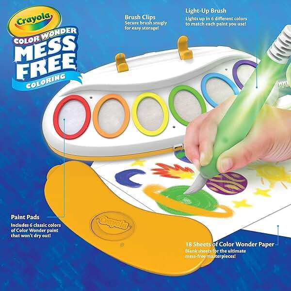 Crayola Color Wonder Magic Light Brush, Mess Free Painting Station for Kids, Gift for Kids, Learning Toddler Activity Toy, Ages 3+ - Image 4
