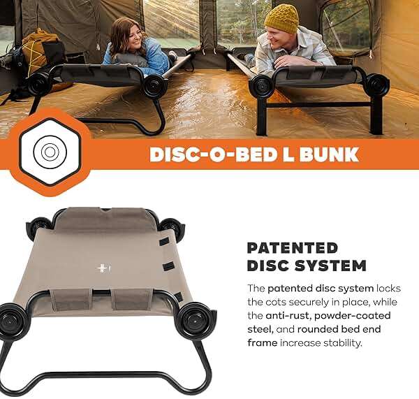 Disc-O-Bed Large Portable Bunk Camping Cots with Carry Bags - Heavy-Duty Indoor or Outdoor Sleeping System, Converts to Bench or Separate Beds, 500 lb Weight Capacity Per Cot - Image 6
