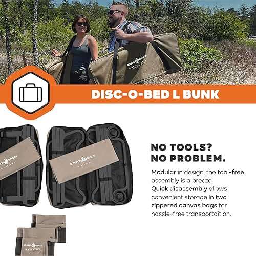 Disc-O-Bed Large Portable Bunk Camping Cots with Carry Bags - Heavy-Duty Indoor or Outdoor Sleeping System, Converts to Bench or Separate Beds, 500 lb Weight Capacity Per Cot - Image 7