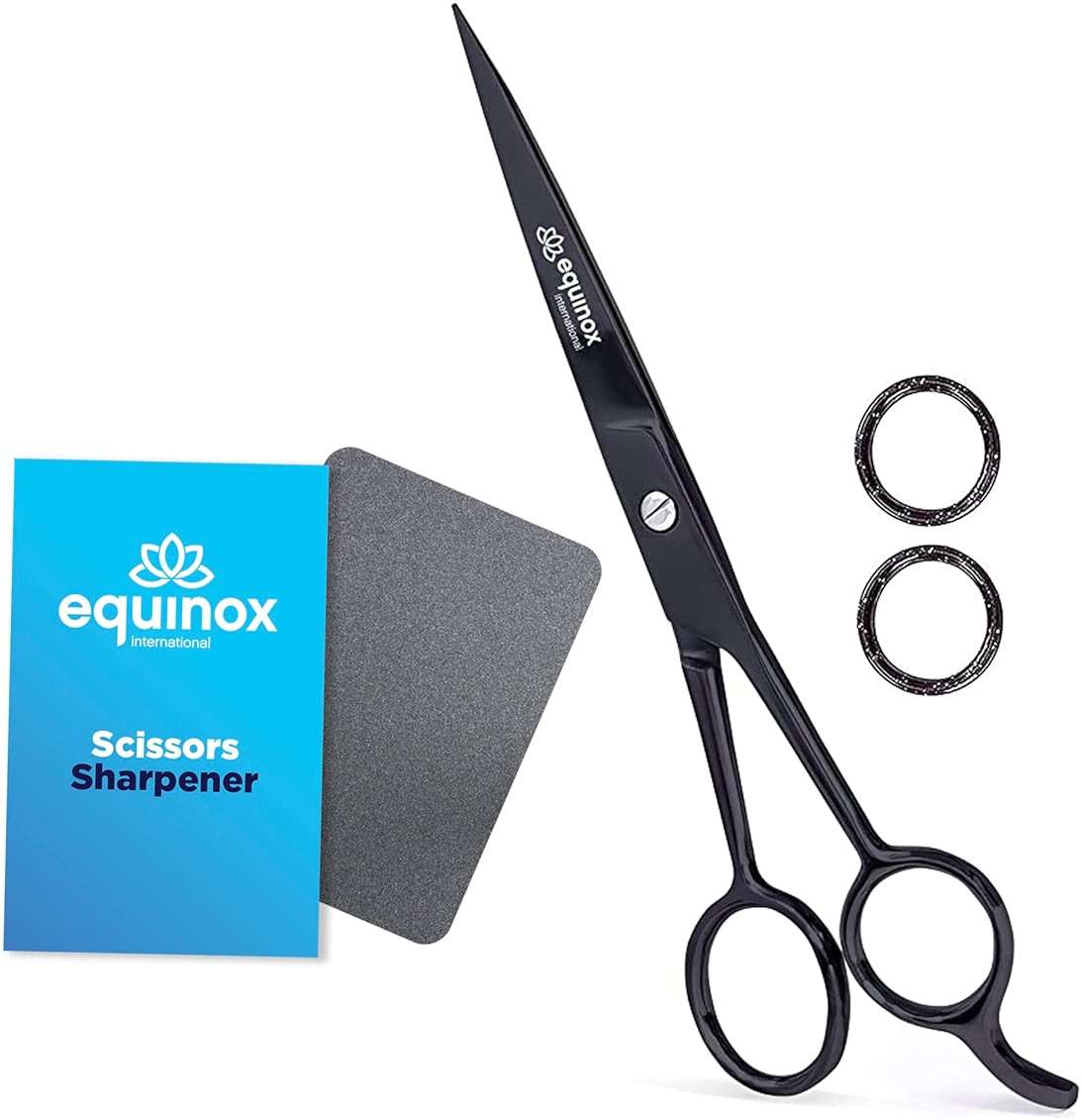 Equinox International Professional Hair Cutting Scissors - 6.5 Inches Overall Length - Barber Scissors for Men and Women - Professional Scissors for Salon and Home Use - Black Professional Shears - Image 1