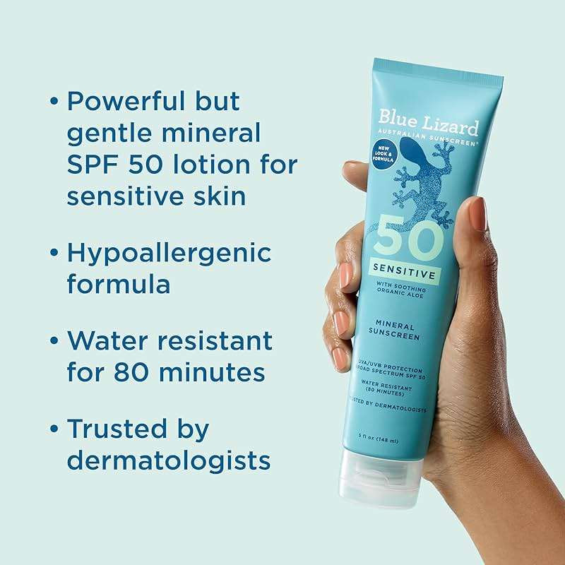 Blue Lizard Sensitive Mineral SPF 50 Sunscreen Lotion, 100% Mineral Sunscreen, UVA/UVB Protection, Infused with organic Aloe Vera, Soothes and Hydrates, 5 fl oz - Image 2