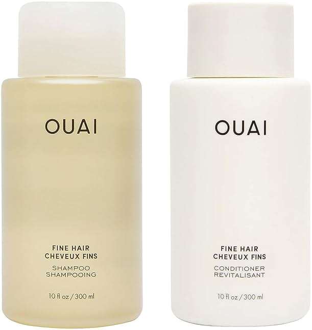 OUAI Fine Shampoo and Conditioner Set - Sulfate Free Shampoo and Conditioner for Women & Men - Made with Keratin, Marshmallow Root, Shea Butter & Avocado Oil - Free of Parabens & Phthalates (10 Fl Oz) - Image 1