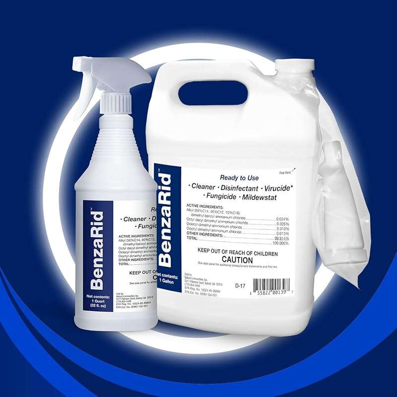 BenzaRid Pro Mold Killer Fungicide Disinfectant including Aspergillus Niger (Black Mold) H5N1 Pack | Multi-Purpose Fungicide, Mildewstat, Disinfectant, Virucide | EPA Reg. 1 Gal + 32 oz. - Image 2