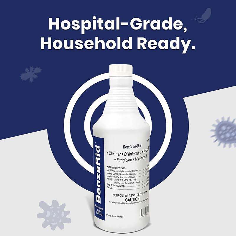 BenzaRid Pro Mold Killer Fungicide Disinfectant including Aspergillus Niger (Black Mold) H5N1 Pack | Multi-Purpose Fungicide, Mildewstat, Disinfectant, Virucide | EPA Reg. 1 Gal + 32 oz. - Image 4