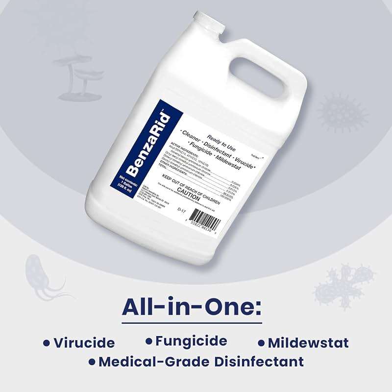 BenzaRid Pro Mold Killer Fungicide Disinfectant including Aspergillus Niger (Black Mold) H5N1 Pack | Multi-Purpose Fungicide, Mildewstat, Disinfectant, Virucide | EPA Reg. 1 Gal + 32 oz. - Image 5