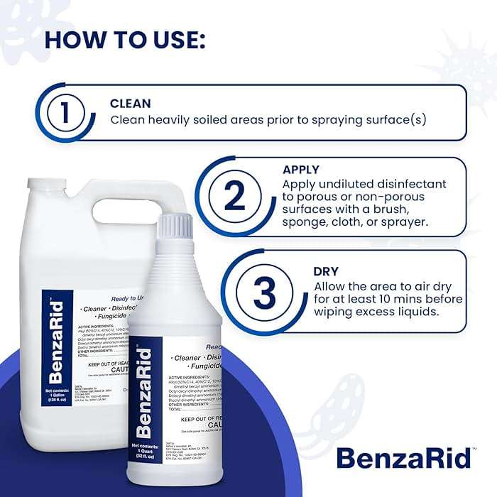 BenzaRid Pro Mold Killer Fungicide Disinfectant including Aspergillus Niger (Black Mold) H5N1 Pack | Multi-Purpose Fungicide, Mildewstat, Disinfectant, Virucide | EPA Reg. 1 Gal + 32 oz. - Image 6