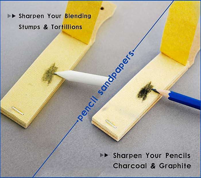 N NOROCME 12 PCS Blending Stumps and Tortillions Paper Art Blenders with Sandpaper Pencil Sharpener Pointer for Student Artist Charcoal Sketch Drawing Tools - Image 4