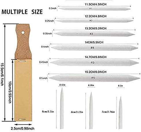 N NOROCME 12 PCS Blending Stumps and Tortillions Paper Art Blenders with Sandpaper Pencil Sharpener Pointer for Student Artist Charcoal Sketch Drawing Tools - Image 6