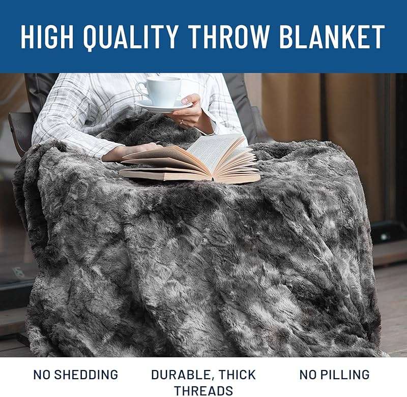 Everlasting Comfort Soft & Comfortable Gray Faux Fur Throw Blanket for Couch - (50"x65") Minky & Fluffy Fall Blankets & Throws, Plush Fuzzy Cover for Bed, Sofa & Living Room - Cozy Home Decor - Image 5