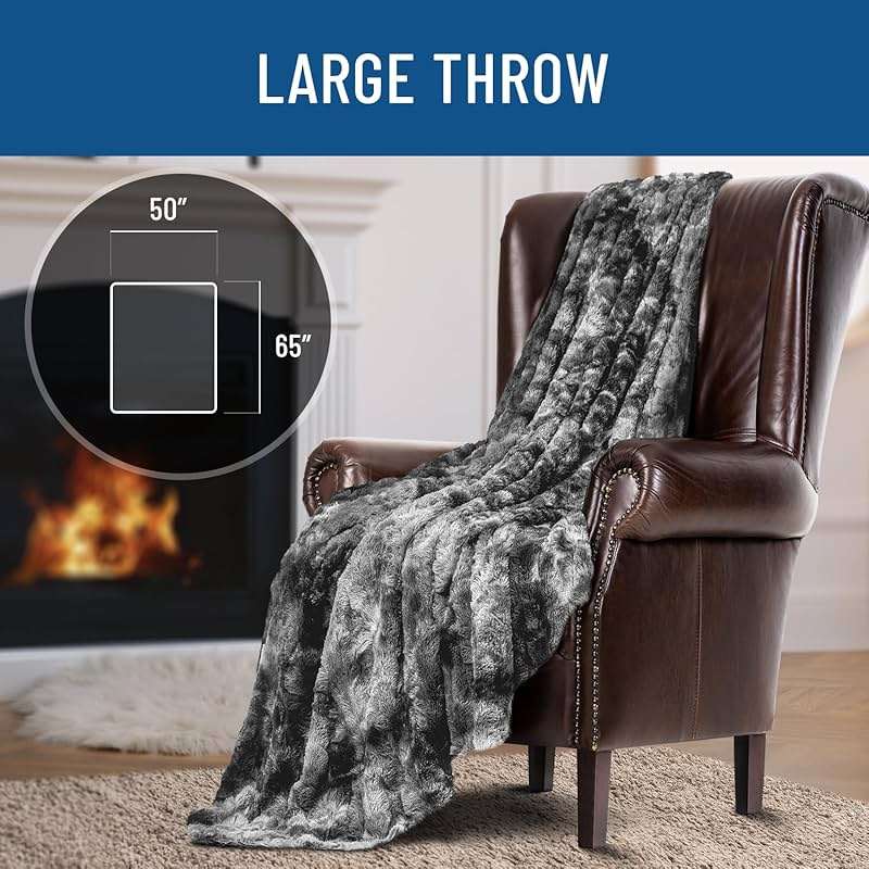 Everlasting Comfort Soft & Comfortable Gray Faux Fur Throw Blanket for Couch - (50"x65") Minky & Fluffy Fall Blankets & Throws, Plush Fuzzy Cover for Bed, Sofa & Living Room - Cozy Home Decor - Image 7